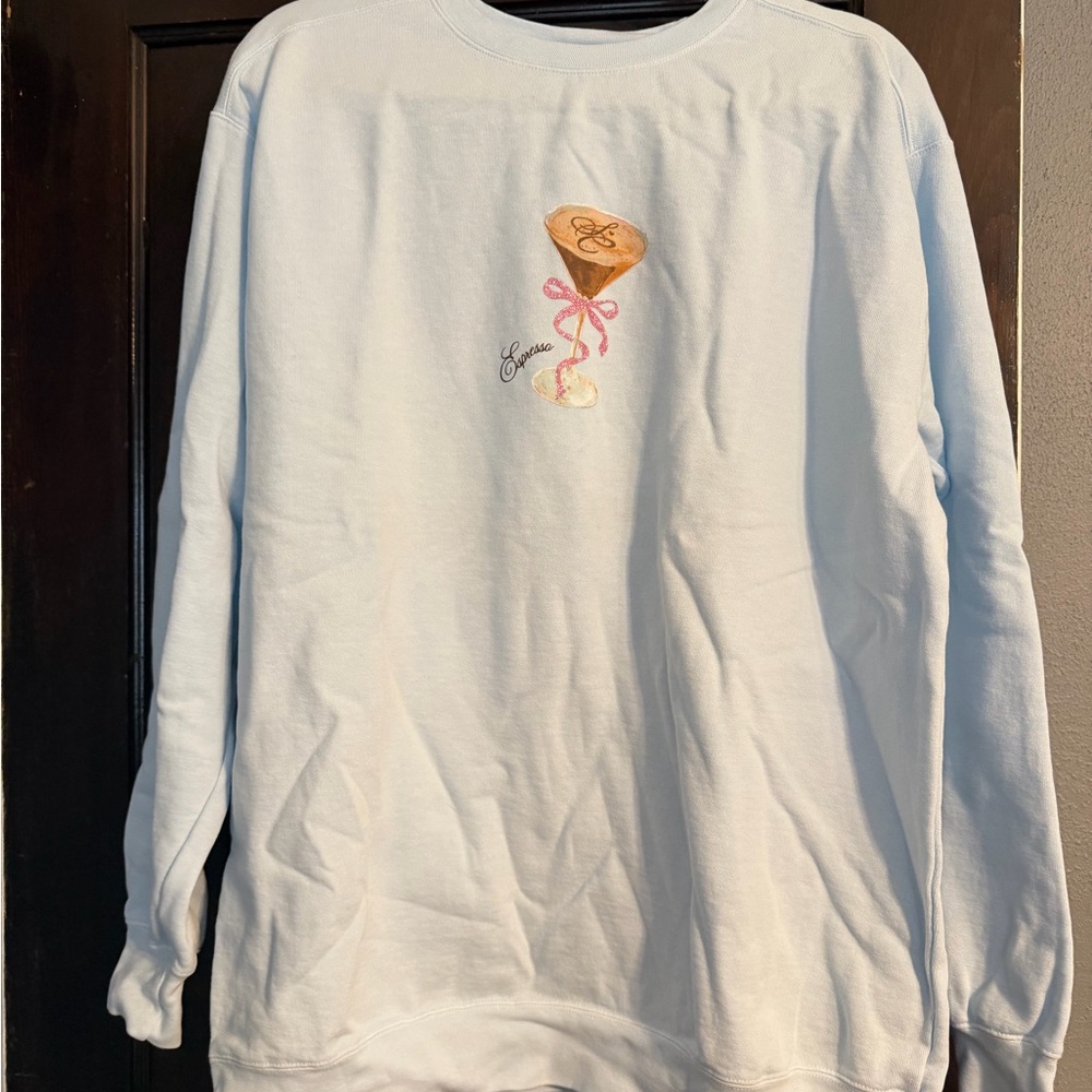 Sabrina Carpenter Light Blue Espresso Martini Crewneck Sweatshirt